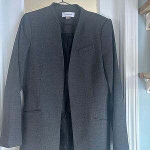 Calvin Klein Womens Gray Textured Open Front Blazer size 12
